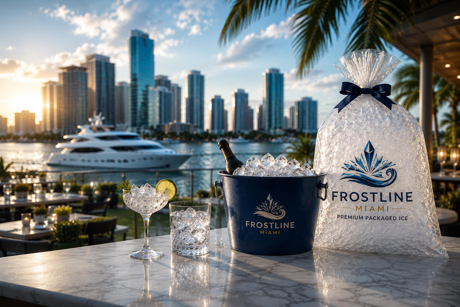Frostline Miami premium packaged ice bag for South Florida businesses and events Frostline Miami premium packaged ice bag for South Florida businesses and events